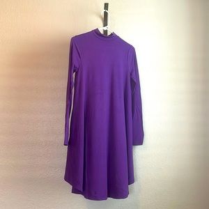 Zenana Premium Purple High Neck Long Sleeve Dress
